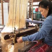 Weaving demonstration at Carol Cassidy's workshop in Vientiane