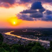 Sunset from viewpoint in Chumphon