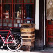 Bicycle parked outside house in Takayama