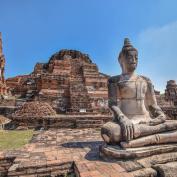 Ruins and Buddha statue at Ayutthaya