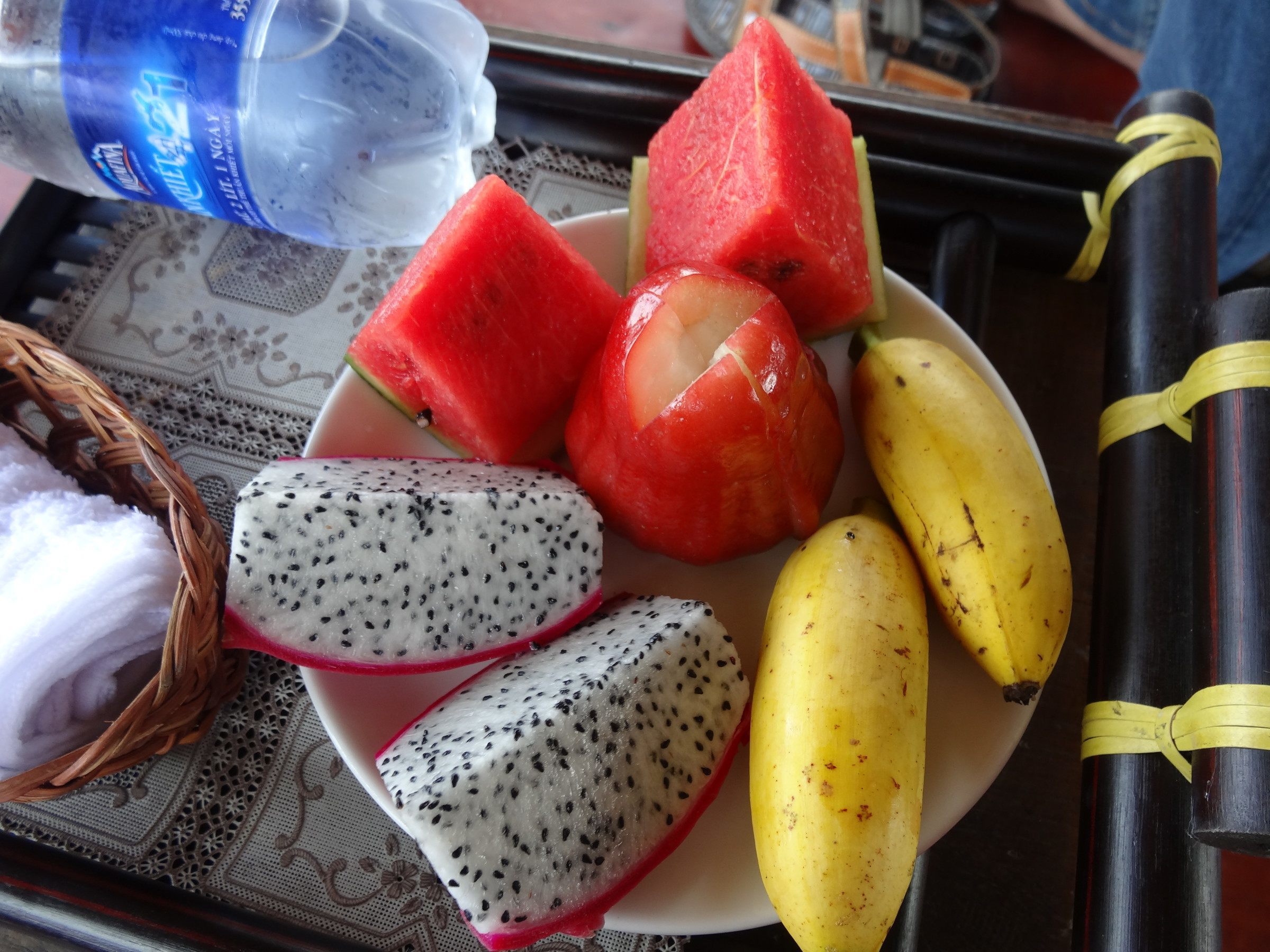 Dragonfruit, Lady Finger Bananas, Rose Apples and Watermelon