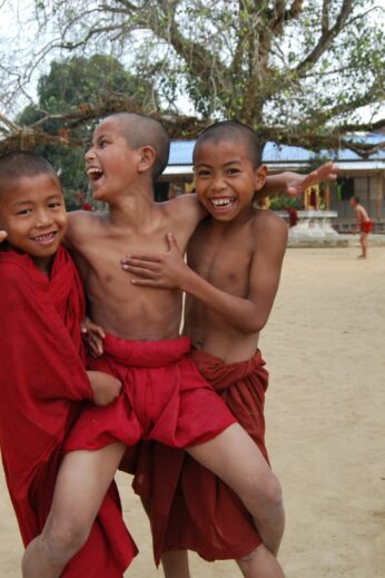 Burmese Child Monks Playing - InsideBurma Tours