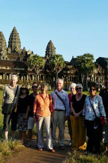 One of our tour groups exhibiting appropriate dress at Angkor Wat!
