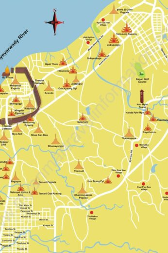 Map of Bagan - insidevietnam Tours
