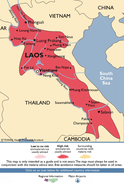 Laos malaria map