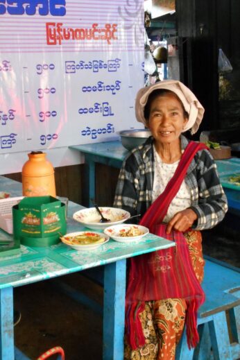 Burmese Lady at Lunch - InsideBurma Tours