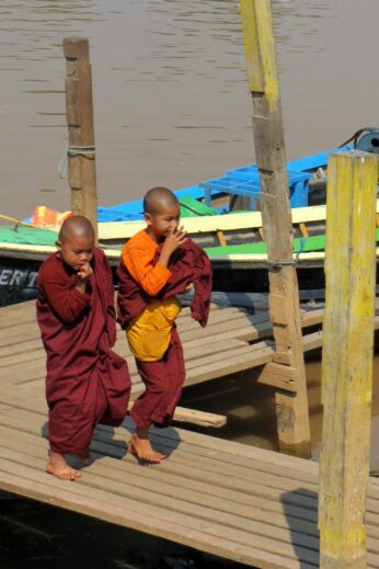 Monks on a Bridge - InsideBurma Tours