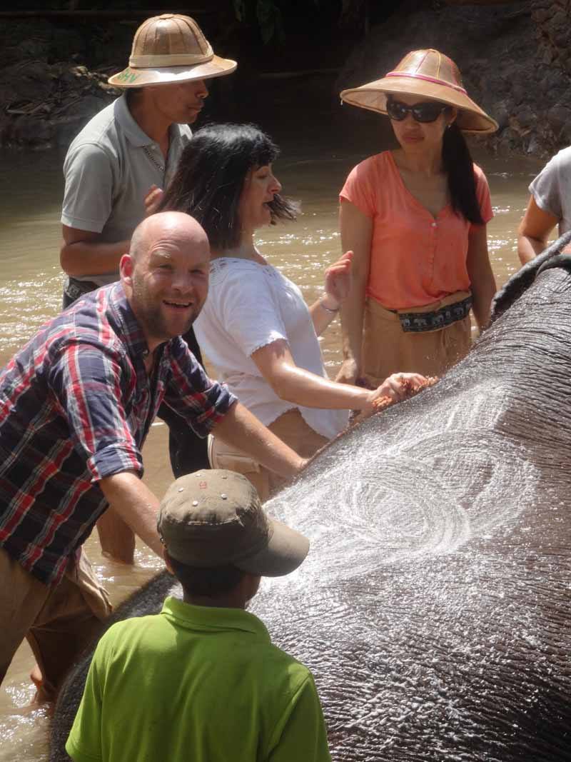 InsideAsia's Jim washing elephants in September last year
