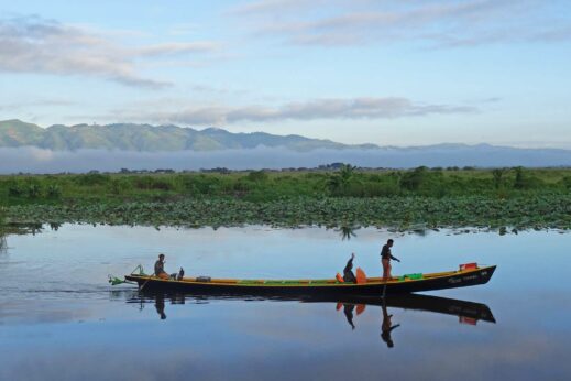 A traditional longtail boat on Inle Lake