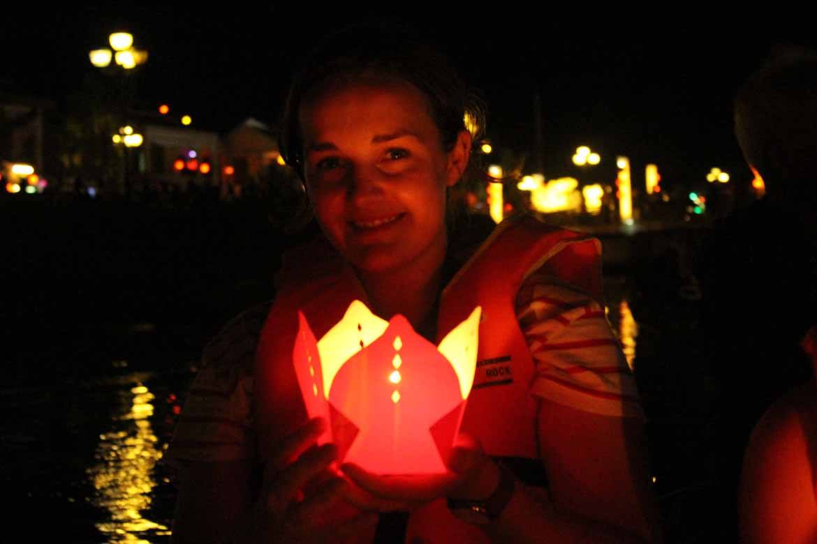 Getting ready to float my lantern at the festival in early 2016