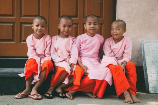 Group of happy children in Yangon, Burma