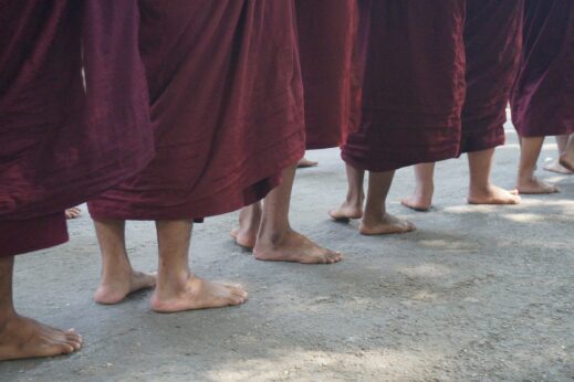 Monks feet in Mandalay, Burma