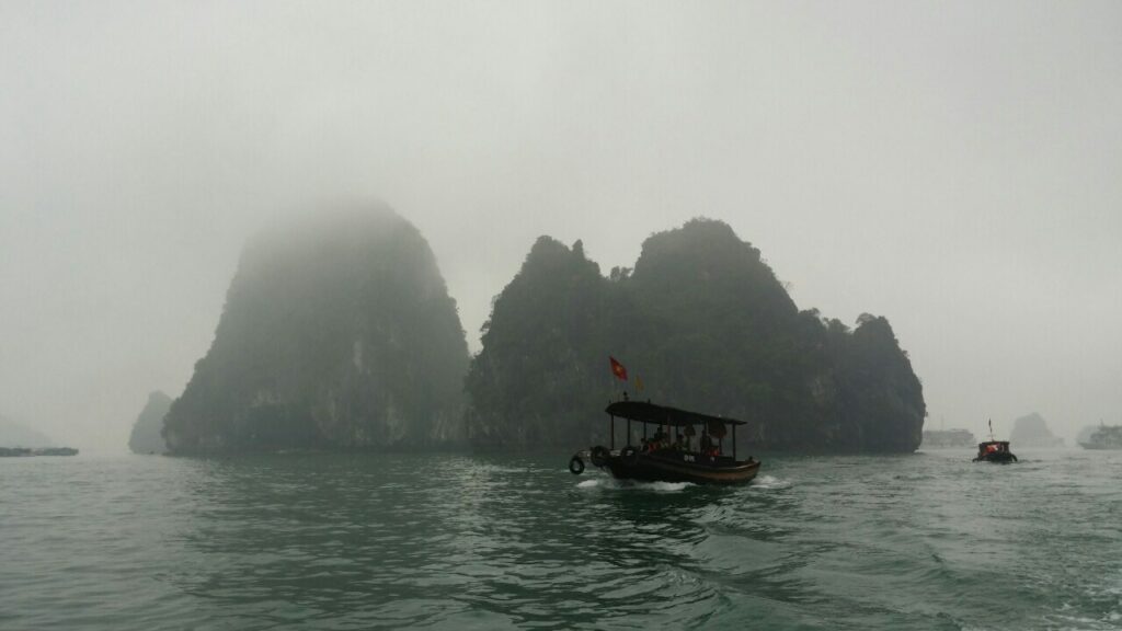 A misty day on Halong Bay in Vietnam