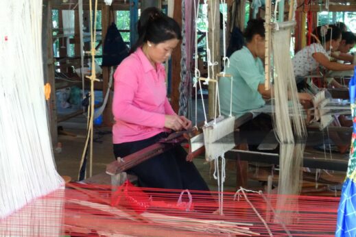 A lady weaving in Ock Pop Tok Luang Prabang, Laos