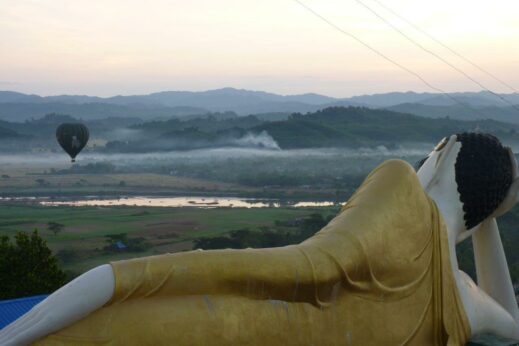 Hot air balloon over Monywa, Burma