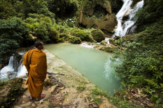 Monk at the Kuang Si Falls, Laos
