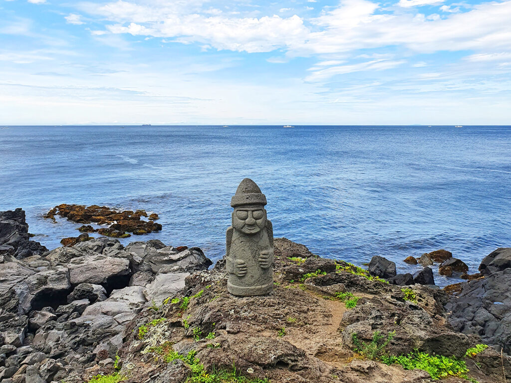 Stone statue in the coast of Jeju Island, South Korea