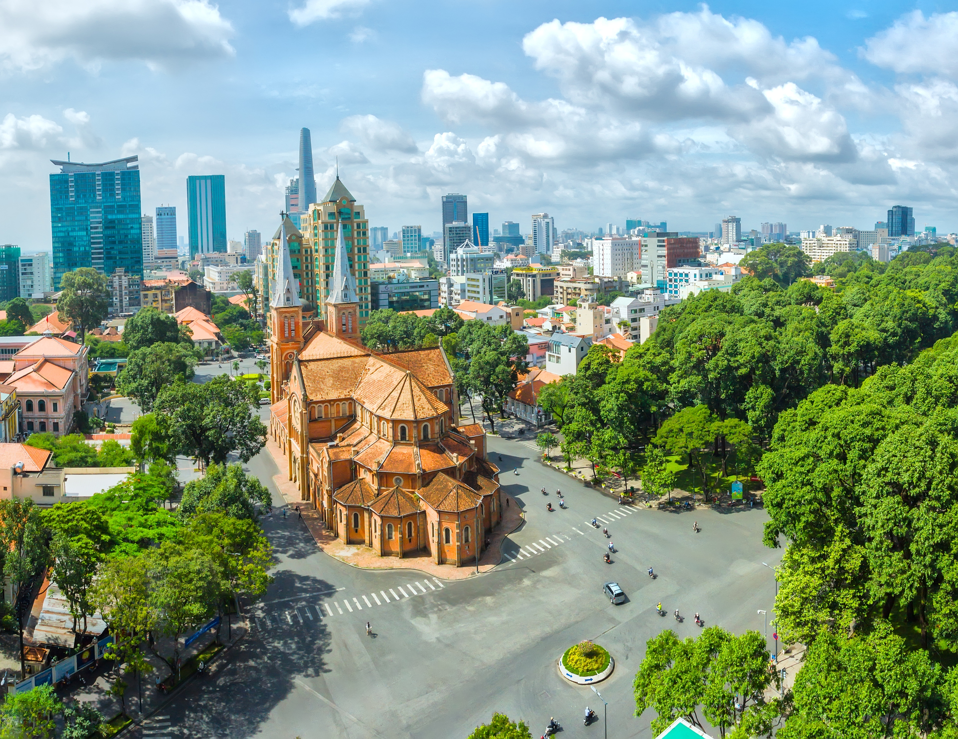 Aerial view of Ho Chi Minh City cathedral