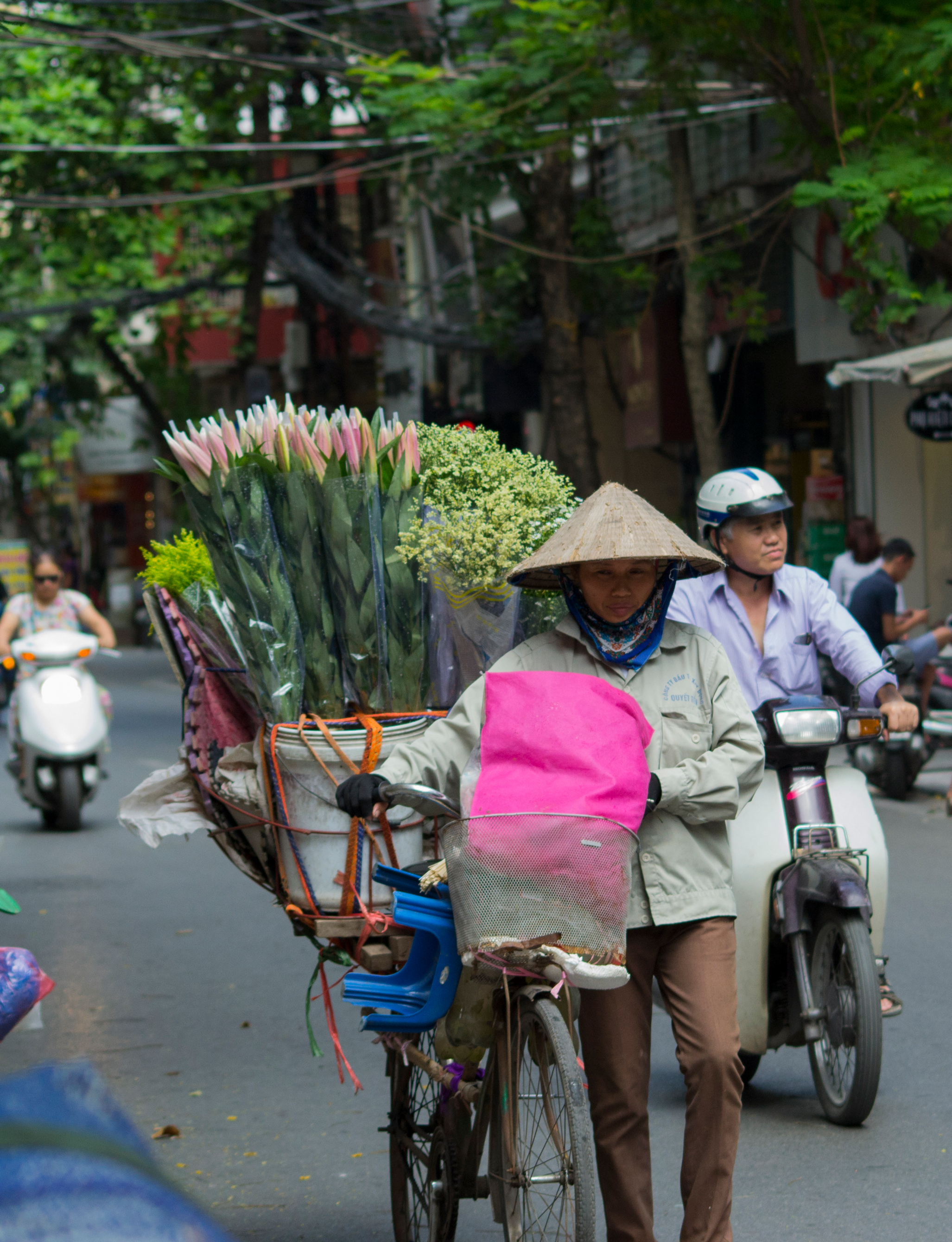Hanoi---Streetscape3_resize.jpg Lady with flowers in Hanoi streets
