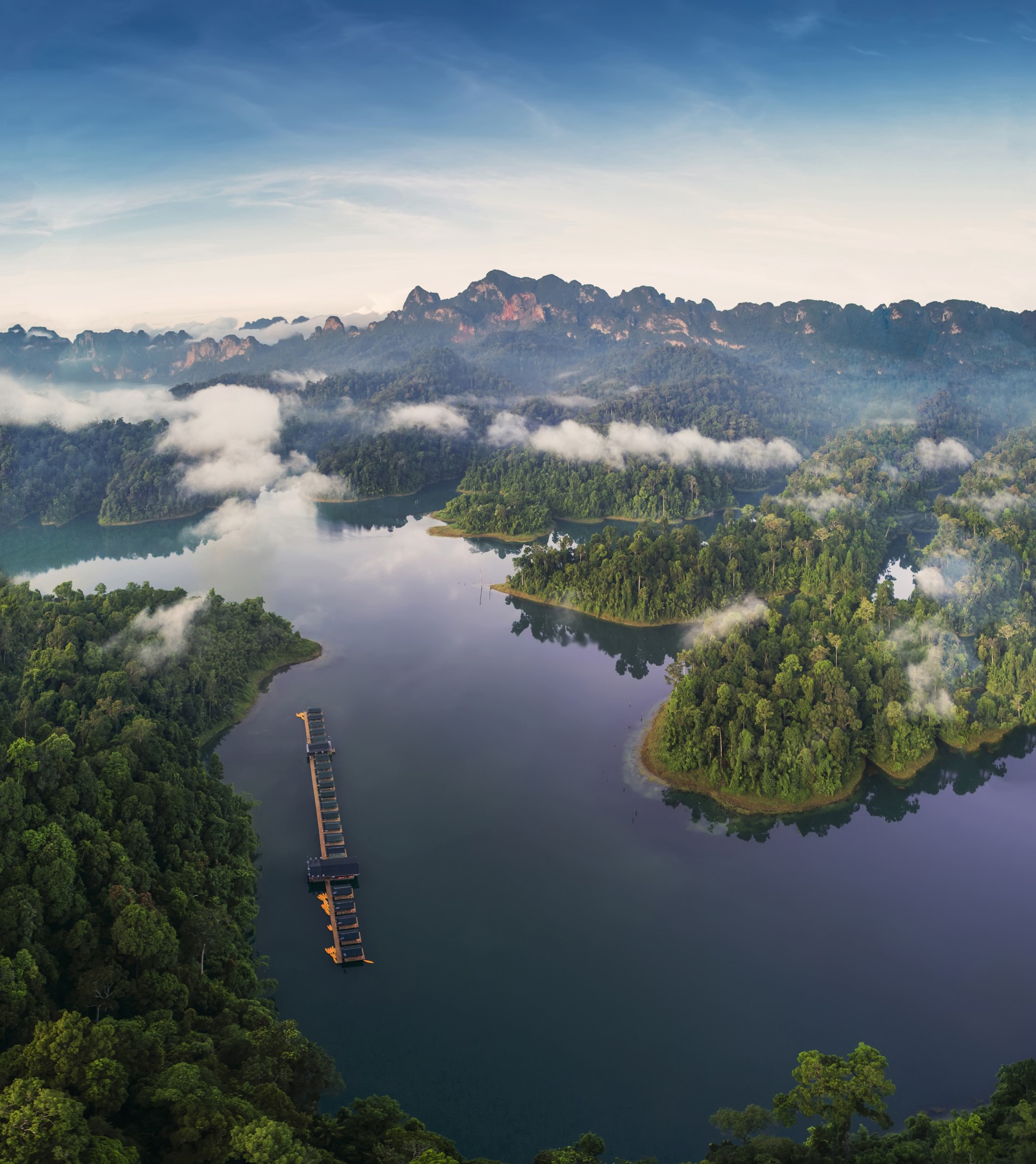 Khao Sok National Park - Rainforest Camp Cheow Larn Lake Thailand -© ELEPHANT HILLS.jpg Aerial view of Rainforest Camp Cheow Larn Lake - © ELEPHANT HILLS