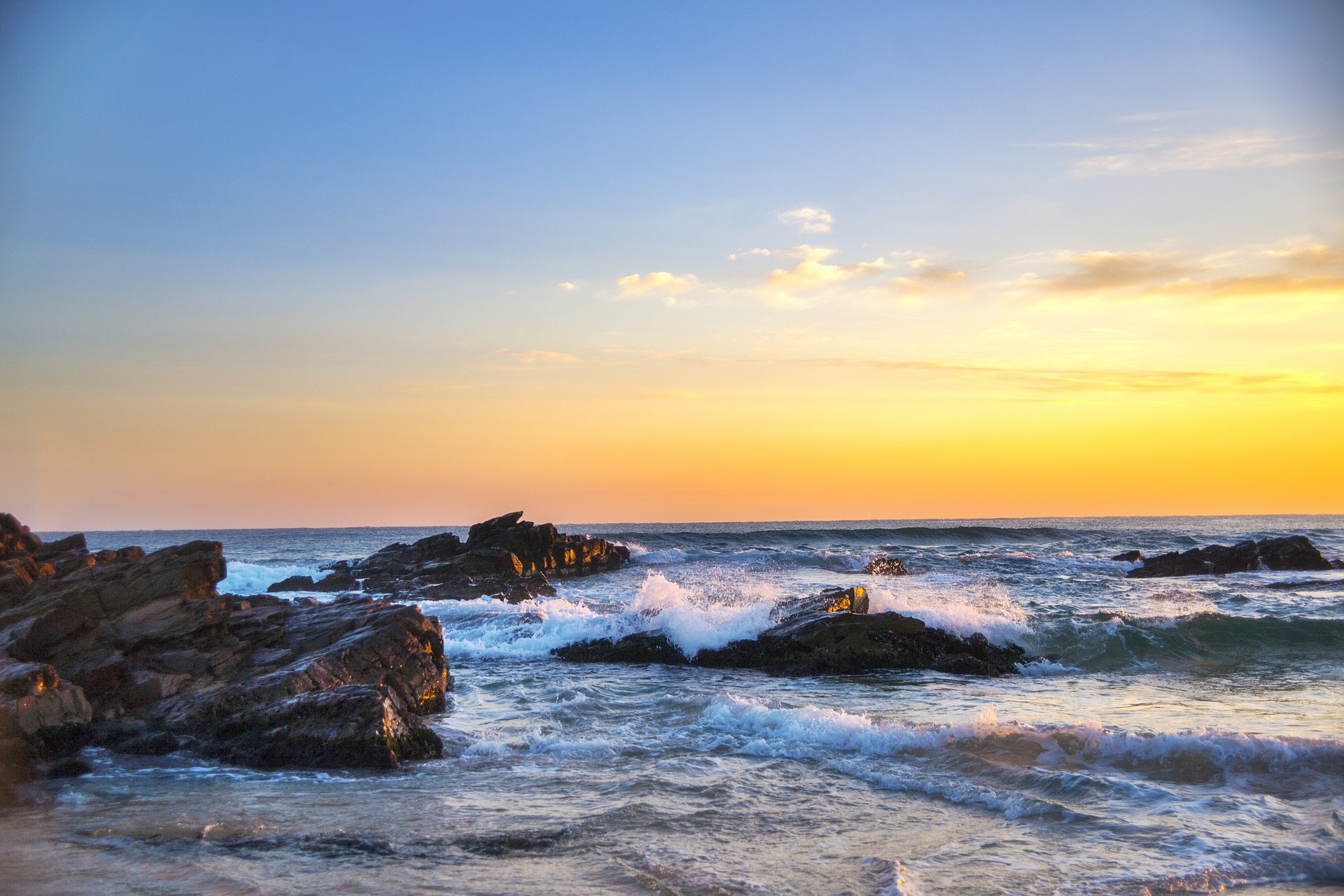 Waves crashing over rocks at Gangneung