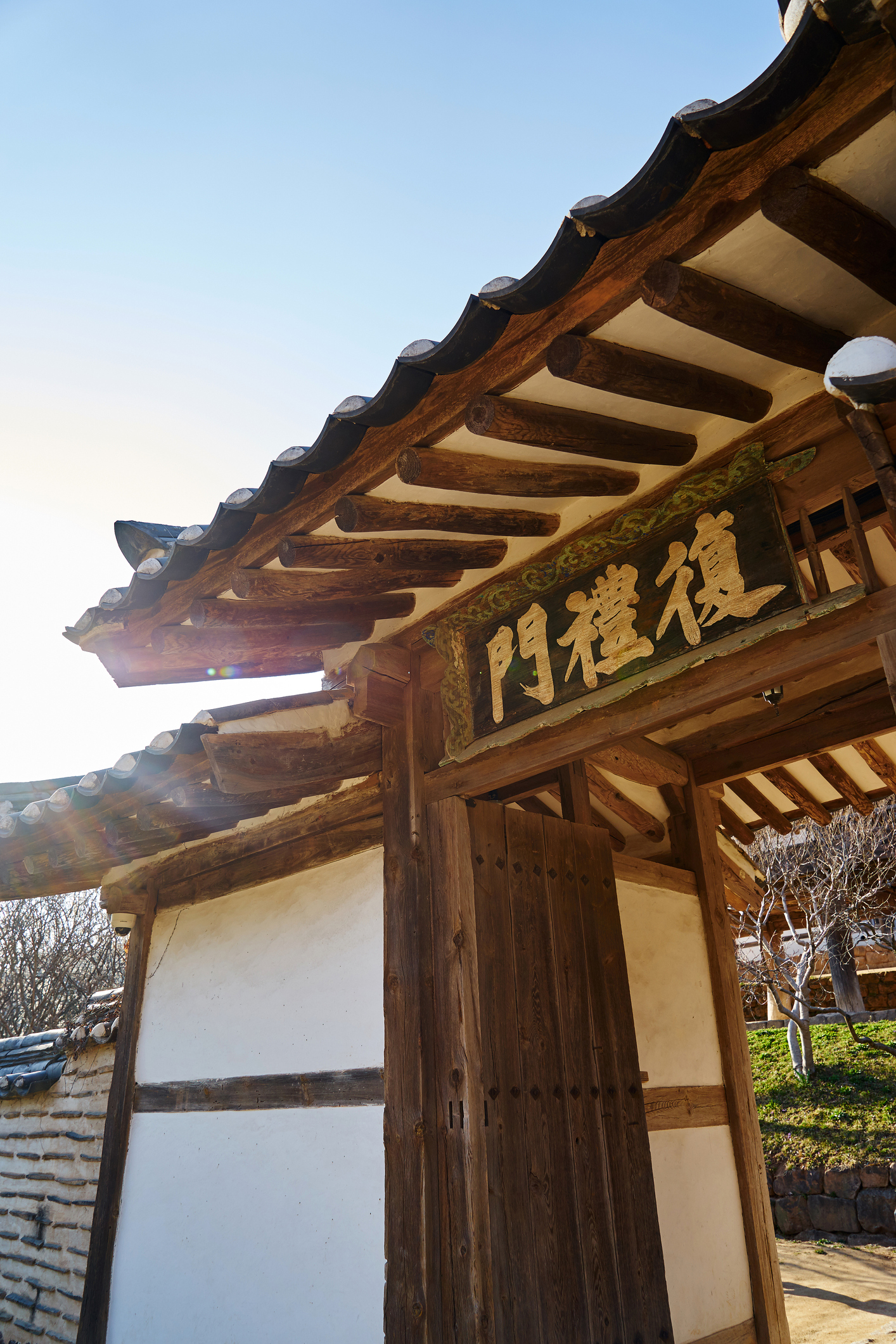 Wooden roof of building in Andong