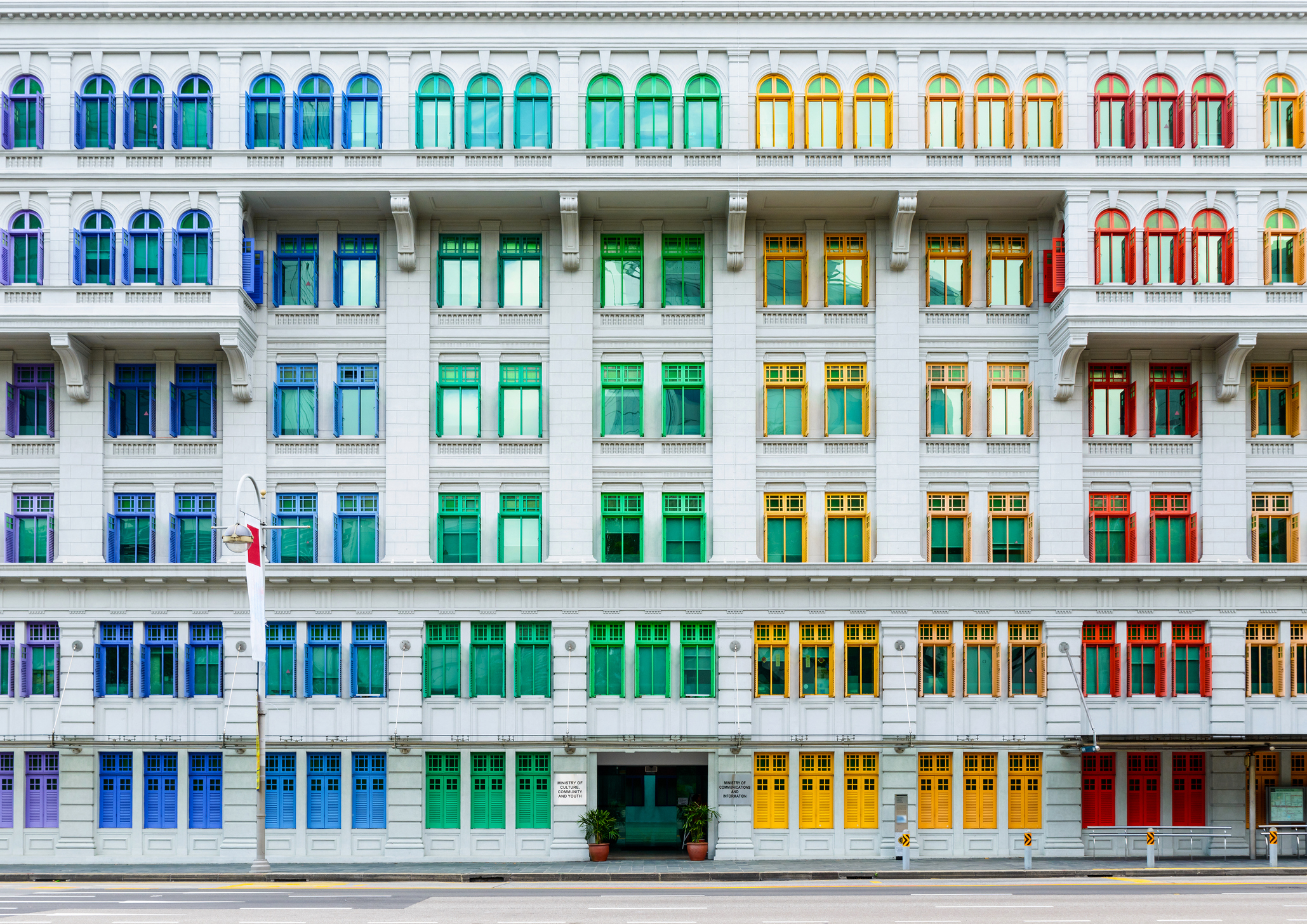 LANDSCAPE IMAGE_Old Hill Street Police Station_iStock-543350240_dutourdumonde.jpg Colourful windows of Old Hill Street police station, Singapore