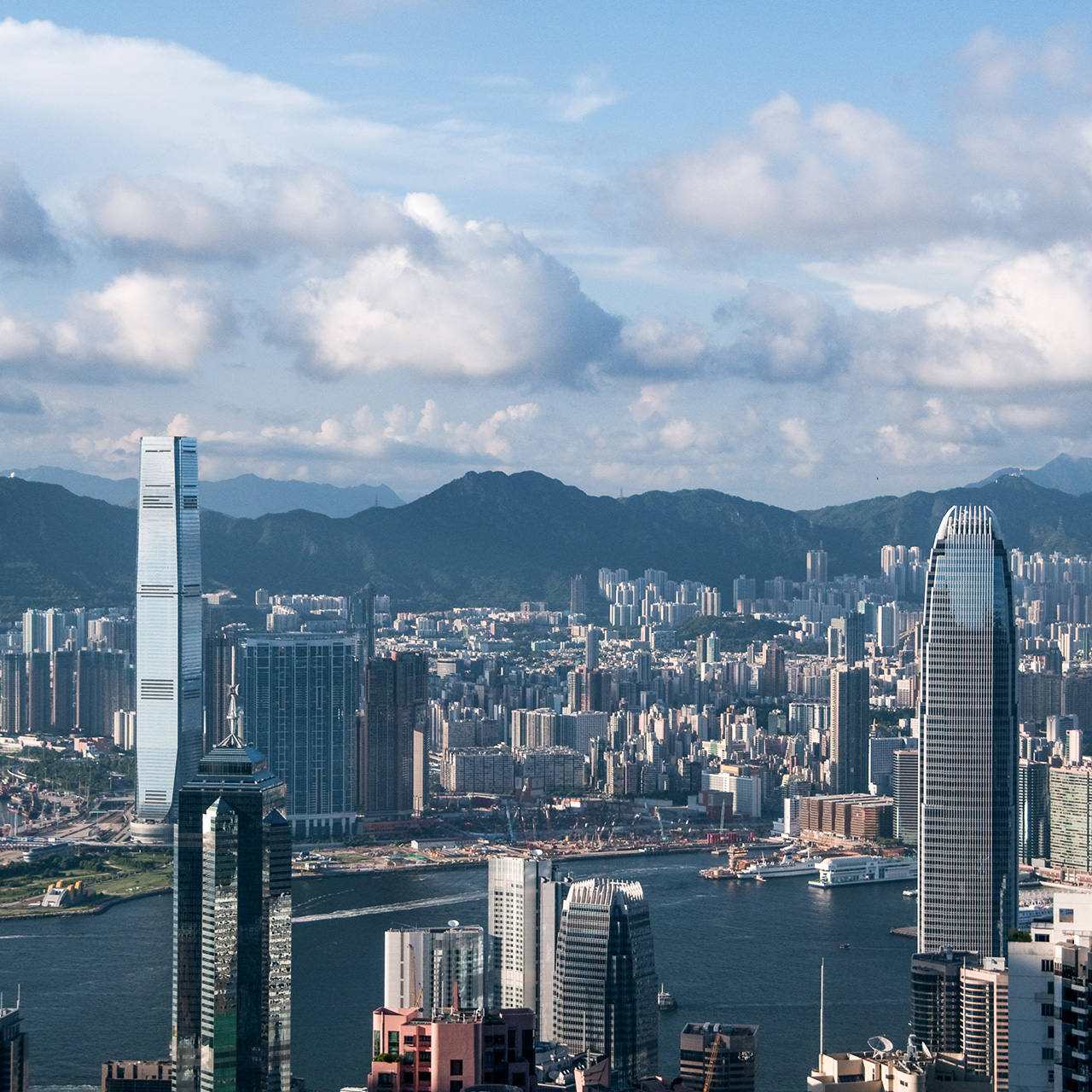 Hong Kong skyline on a rare clear day 3 square.jpg Hong Kong skyline