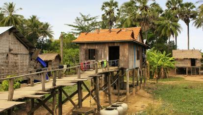 Stilt houses in a village near Kratie