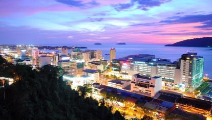 Kota Kinabalu cityscape at sunset