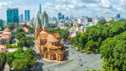 Aerial view of Ho Chi Minh City cathedral