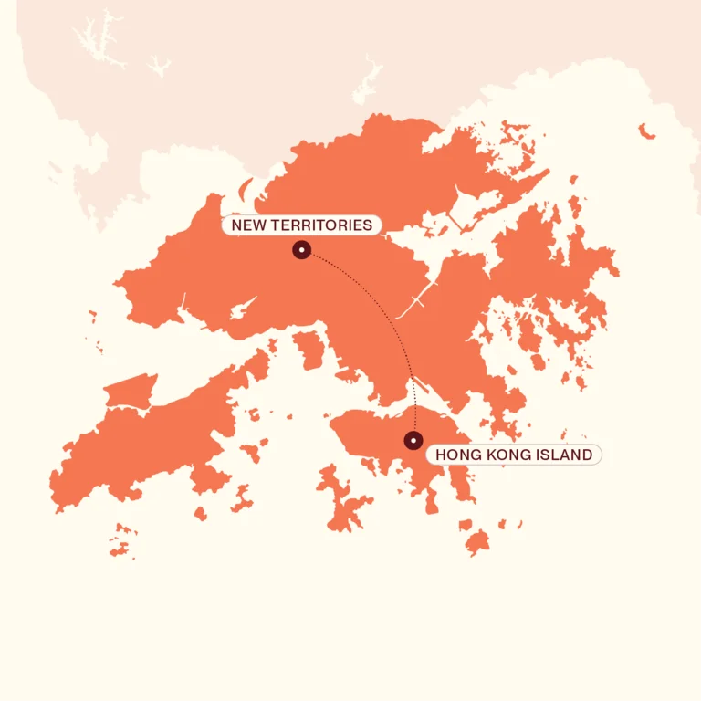 Map showing Active Hong Kong itinerary route