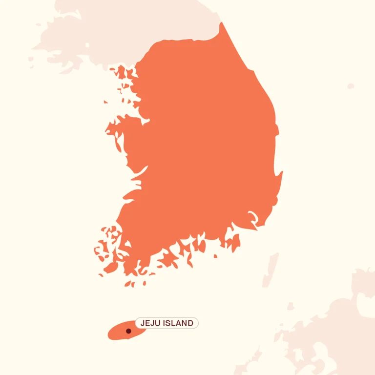 Map showing Jeju Island Extension itinerary route