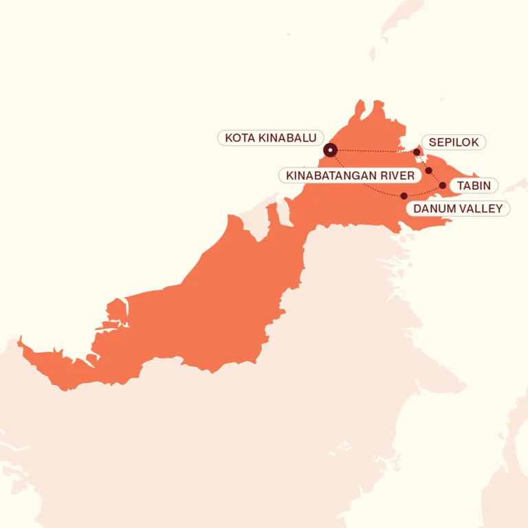 Map showing Sabah Sojourn itinerary route 