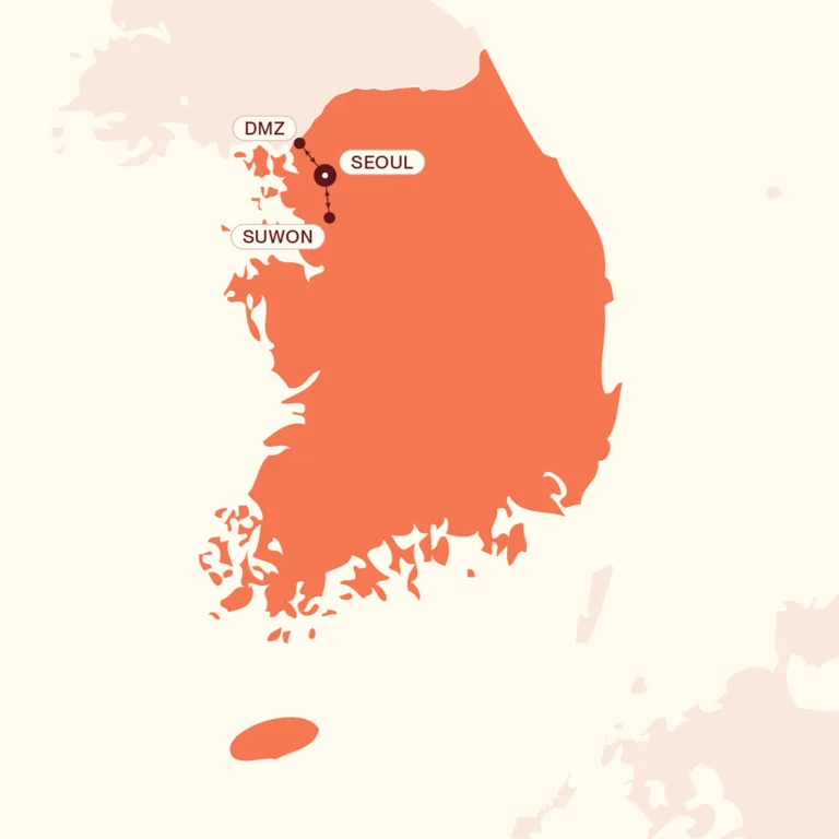 Map showing Seoul Stopover itinerary route