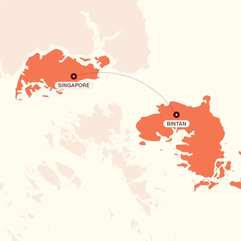 Map showing Singapore & Bintan Escape itinerary route 