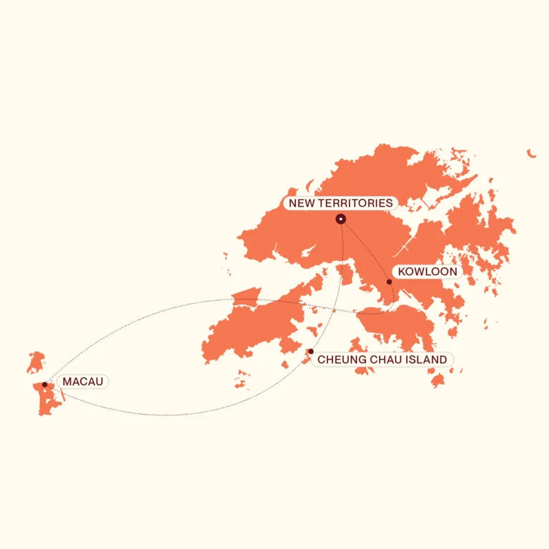 Map showing Wider Hong Kong itinerary route