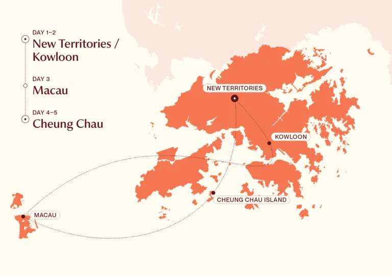 Map showing Wider Hong Kong itinerary route