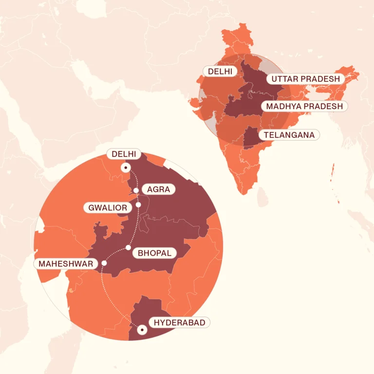 Map showing Forts, Faith and Forgotten Kingdoms itinerary route