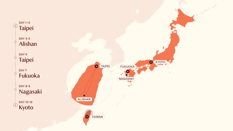 A Map of Taiwan and Japan