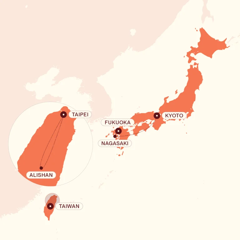 A Map of Taiwan and Japan