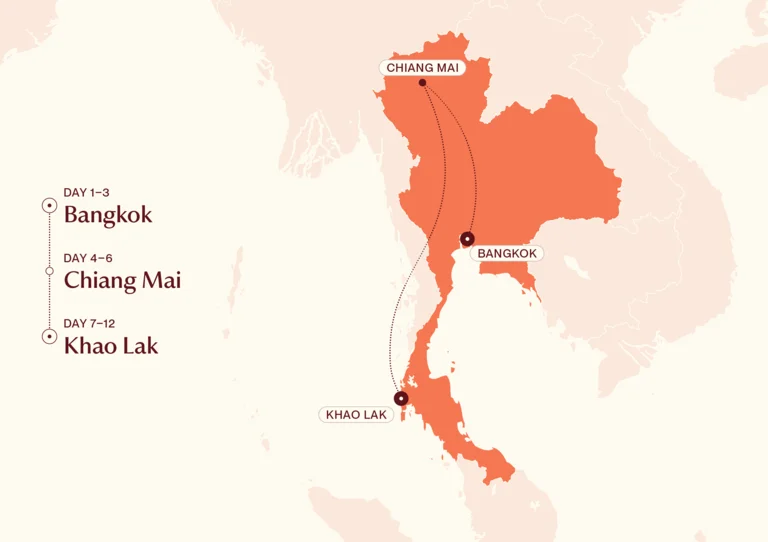 Highlights of Thailand map