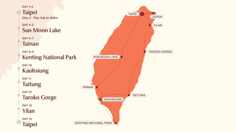 Taiwan in depth itinerary map