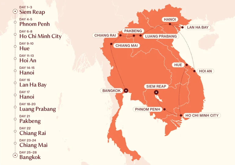 A Month in Southeast Asia map