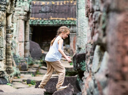 Girl exploring Angkor Thom