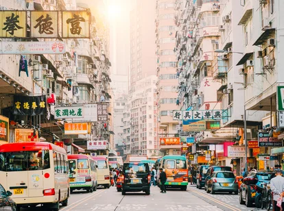 Hong Kong hectic street scene 
