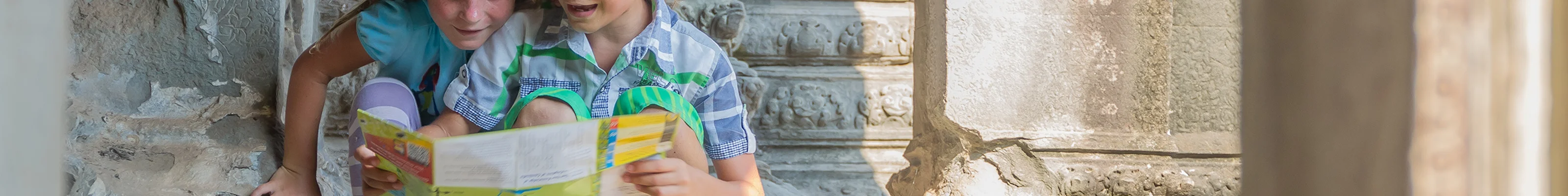 Children doing Angkor Thom Scavenger Hunt