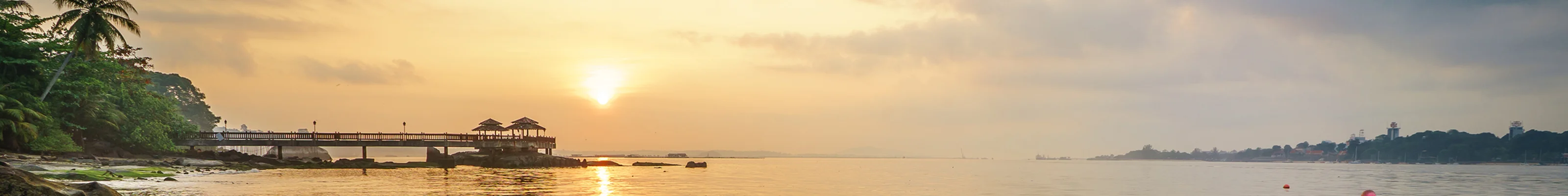 Sunset over jetty on Pulau Ubin island