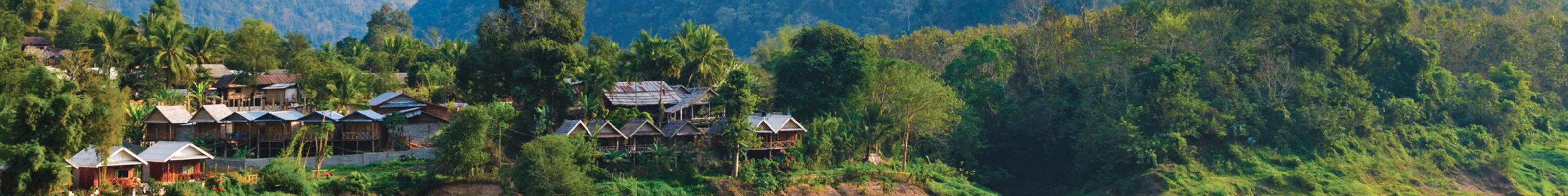 Early sunset over the riverbank in Nong Khiaw, Laos