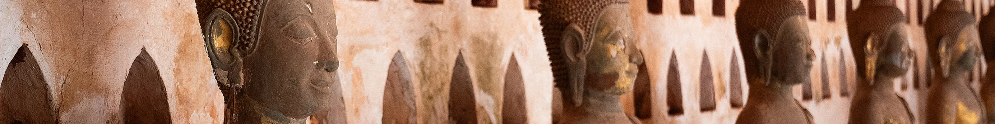 Buddha statues lined up next to each other in Wat Si Saket, Laos